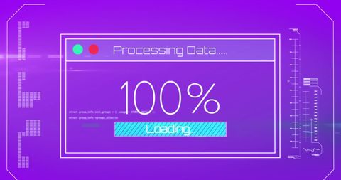 100% Data Processing Interface on Vibrant Purple Background - Download Free Stock Images Pikwizard.com