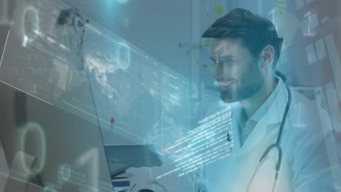 Doctor Using Advanced Medical Technologies and Digital Data