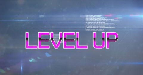 Level Up Text with Digital Processing Background - Download Free Stock Images Pikwizard.com