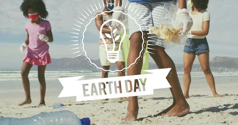 Volunteers Participating in Beach Cleanup for Earth Day