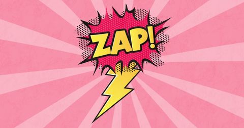 Retro Comic Speech Bubble with Flash and Zap on Pink Background