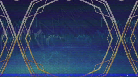 Abstract Gold Pattern with Digital Glitch and Data Elements