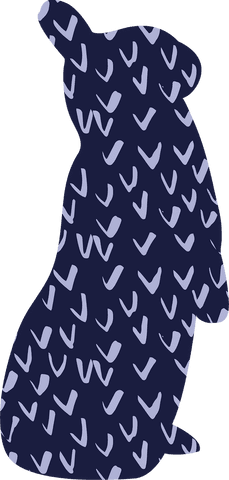 Abstract bunny shape with scribbled pattern on transparent background