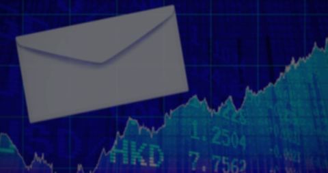Envelope Overlay on Stock Market Financial Data Background - Download Free Stock Images Pikwizard.com