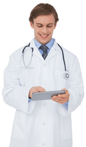 young doctor in white coat using transparent tablet - Download Free Stock Videos Pikwizard.com