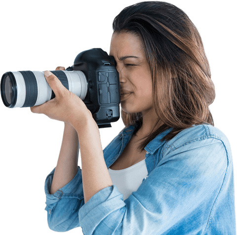 transparent image young female photographer with professional camera - Download Free Stock Videos Pikwizard.com