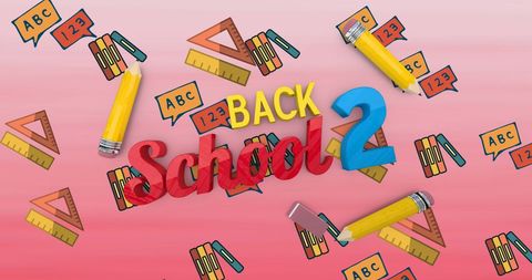 Back to school supplies on red background for creative education themes