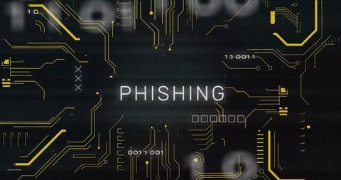 Phishing Threat Concept with Futuristic Circuitry and Binary Overlay for Cybersecurity