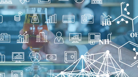 Business Technology Interface with Multitasking Professional