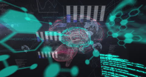 Futuristic Brain with Data and Digital Elements