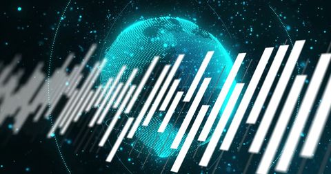 futuristic digital data bars overlay on rotating earth - Download Free Stock Images Pikwizard.com