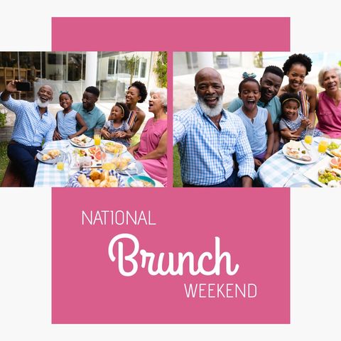 Joyful African American Family Celebrating National Brunch Weekend - Download Free Stock Templates Pikwizard.com