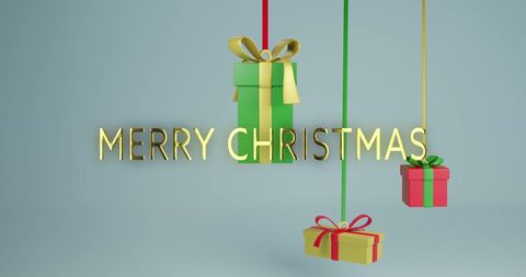 Festive Greetings with Hanging Christmas Gifts