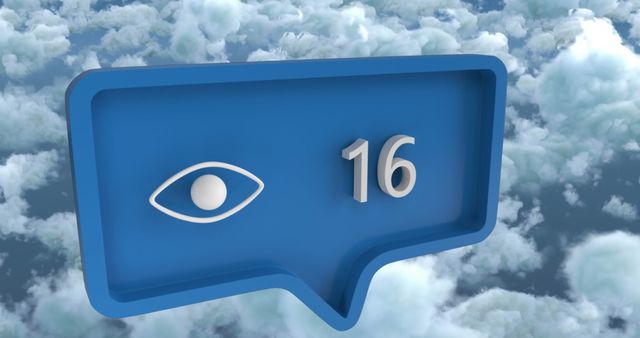 Social Media Notification Icon with Eye Symbol and Clouds - Download Free Stock Images Pikwizard.com