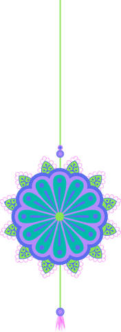 Transparent bohemian medallion ornament with tassel in flat style