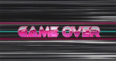 Retro Glitchy Game Over Neon Magenta Screen