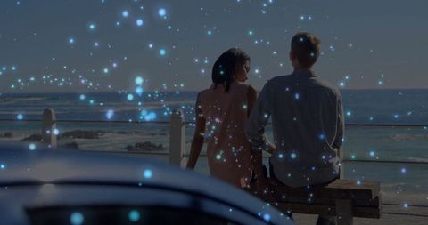 Couple Enjoying Romantic Coastal View with Tranquil Setting