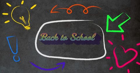 Back to School Chalkboard with Decorative Illustrations - Download Free Stock Images Pikwizard.com