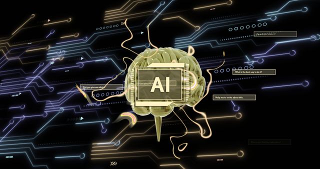 Artificial Intelligence Brain with Digital Circuitry Elements - Download Free Stock Images Pikwizard.com