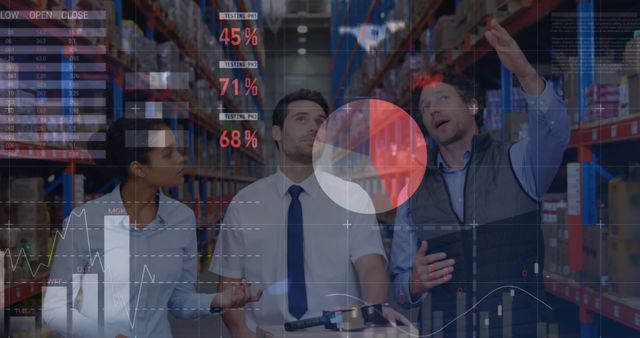 Team Analyzing Data in Warehouse with Augmented Reality Interface - Download Free Stock Images Pikwizard.com