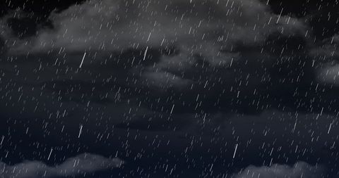 Heavy Rainfall Under Dark Clouds at Night