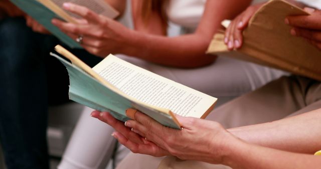 Group Reading Books Together in Community Circle - Download Free Stock Images Pikwizard.com