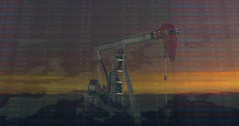 Oil Rig with Financial Data Overlay