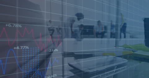 Financial Data Graphics With Conceptual Business Meeting