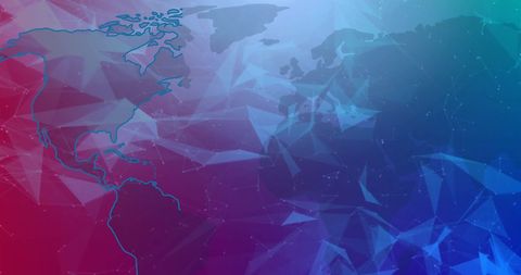 Digital World Map Overlay on Abstract Colorful Background - Download Free Stock Images Pikwizard.com
