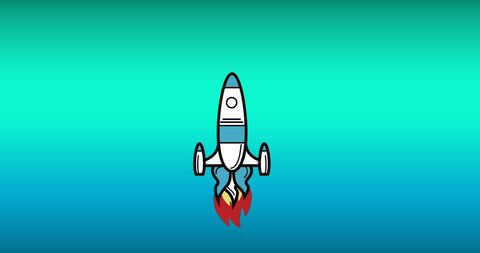 Rocket Icon Flying Against Gradient Background
