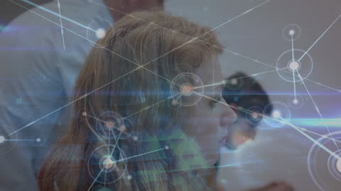 Students with Digital Network Overlay in Classroom