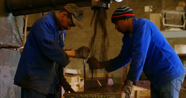 Two Workers Operating Industrial Equipment in Factory - Download Free Stock Images Pikwizard.com