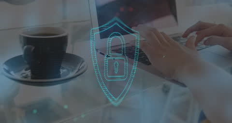 Digital Security Animation with Laptop User and Padlock Icon
