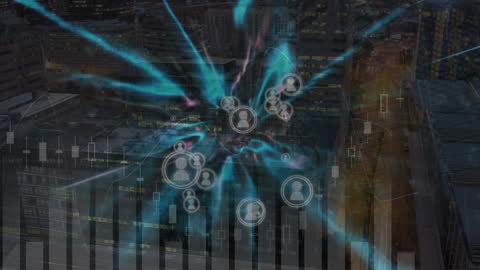 Dynamic Financial Data Overlain Cityscape