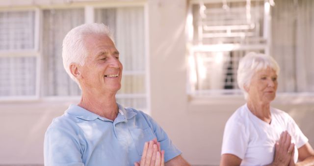 Senior Couple Practicing Outdoor Yoga at Home - Download Free Stock Images Pikwizard.com