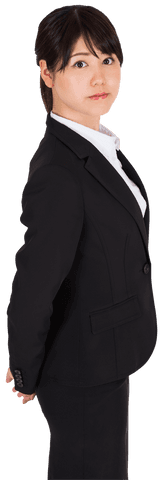 Confident Businesswoman Standing Profile View on Transparent Background