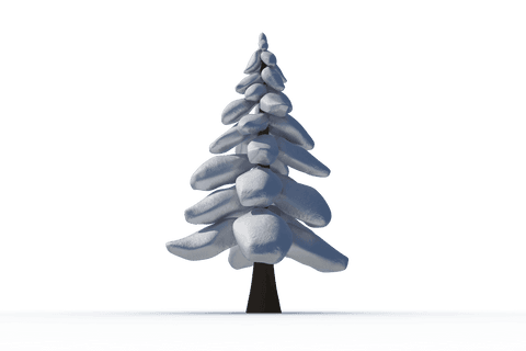 Snow-Capped Christmas Tree with Transparent Background