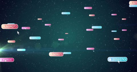 Numeric codes floating in digital futuristic night sky