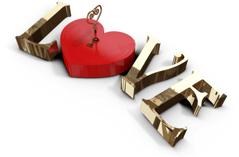 Transparent 3D Gold Love Letters with Heart and Key - Download Free Stock Videos Pikwizard.com