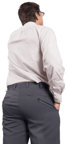 Transparent Thinking Businessman Touching Glasses Portrait