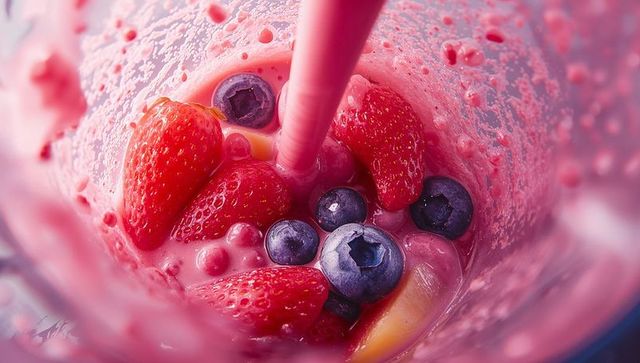Vibrant Berry Smoothie Blender with Straw