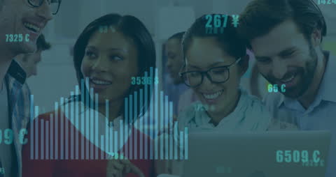 Diverse Team Analyzing Digital Data Visuals at Office