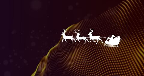 Santa Claus Sleigh Over Abstract Digital Waves Background
