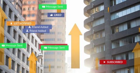 Social Media Interactions Overlaying Urban Landscape