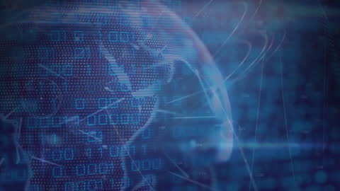 Digital Globe with Data Visualization on Abstract Blue Background