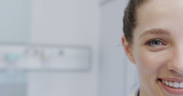 Close-Up of Smiling Young Woman with Fresh Look Reflecting Confidence - Download Free Stock Images Pikwizard.com