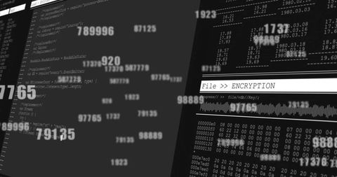 Digital Encryption and Data Flow Over Multiple Screens - Download Free Stock Images Pikwizard.com