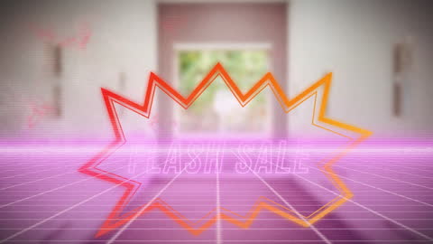 Neon Sale Animation with Abstract Background and Vintage Vibe