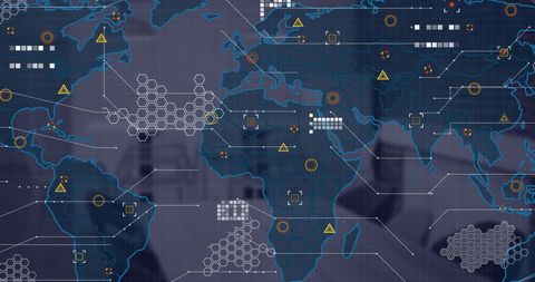 Digital World Map Displaying Financial Data and Global Connections - Download Free Stock Images Pikwizard.com