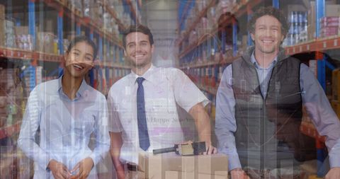 Diverse Executives Embracing Logistics Technology in Warehouse - Download Free Stock Images Pikwizard.com